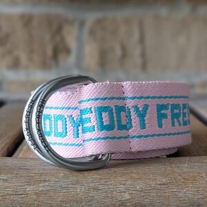 Teddy Fresh Pink Blue Spellout Webbed D Ring Belt One Size